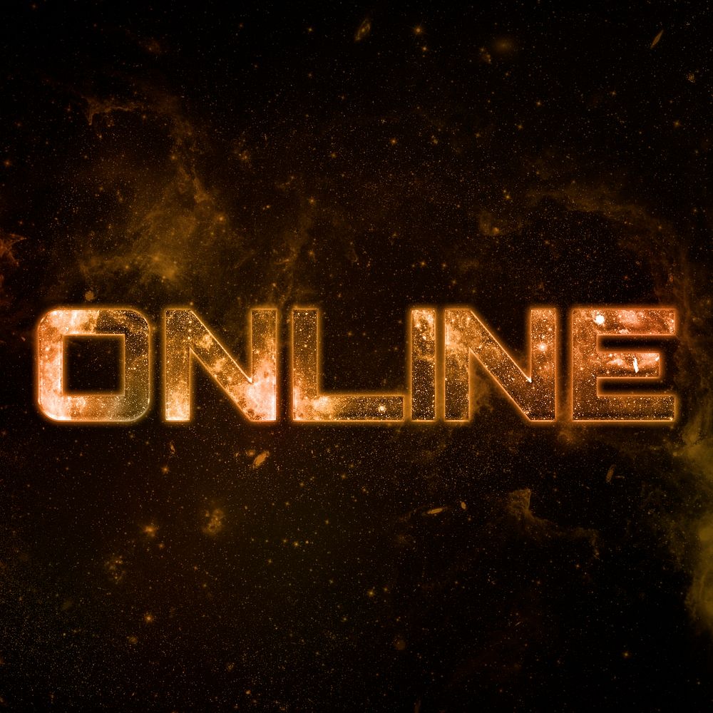 ONLINE text typography brown word on black