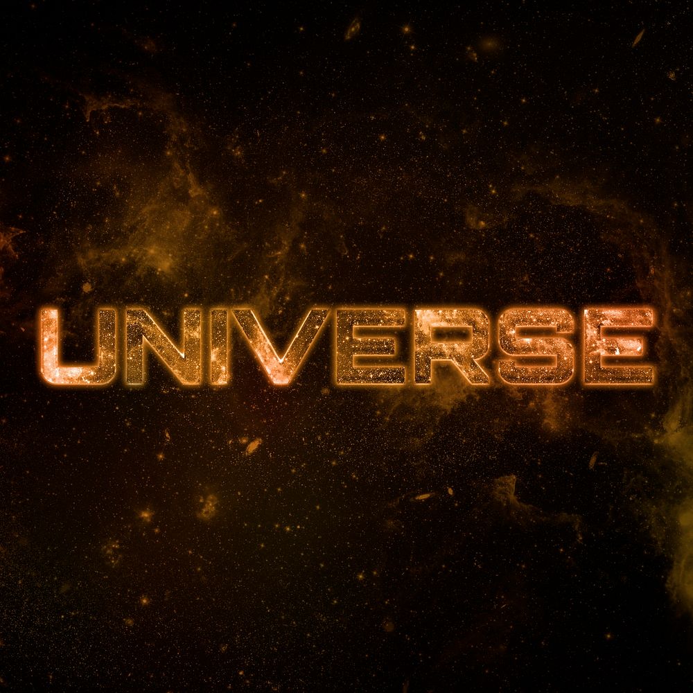 UNIVERSE text typography brown word on black