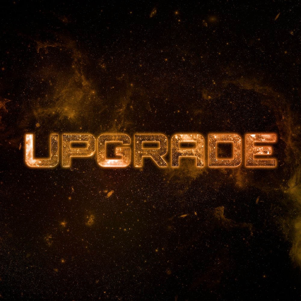 UPGRADE text typography brown word on black