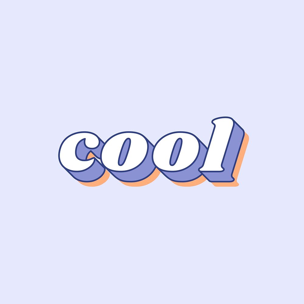Retro cool word bold shadow font typography