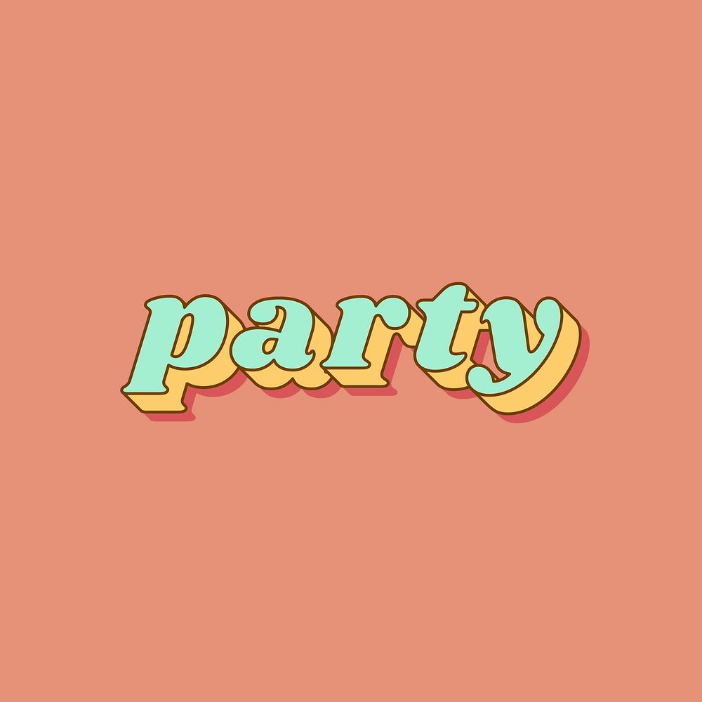 Party lettering retro pastel shadow font