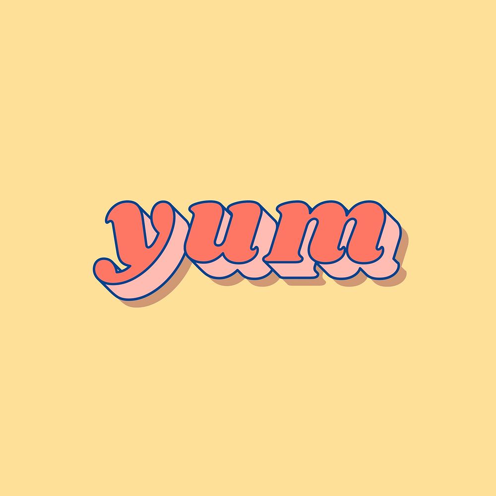 Yum lettering shadow effect bold font typography