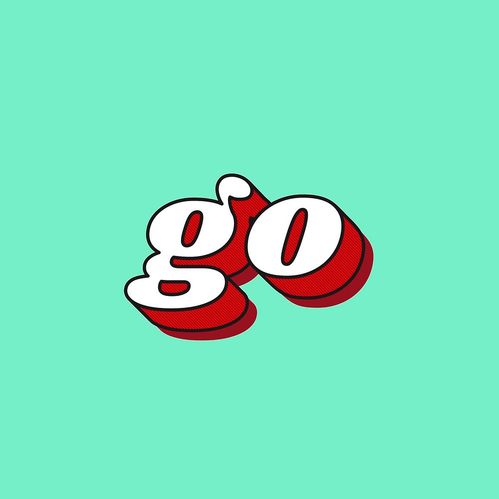 Retro go bold font typography 3d effect