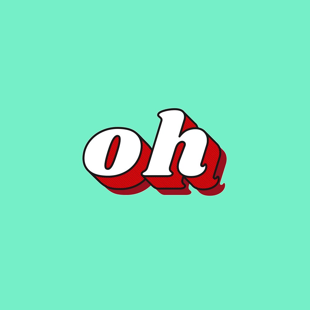 Oh word retro shadow font typography