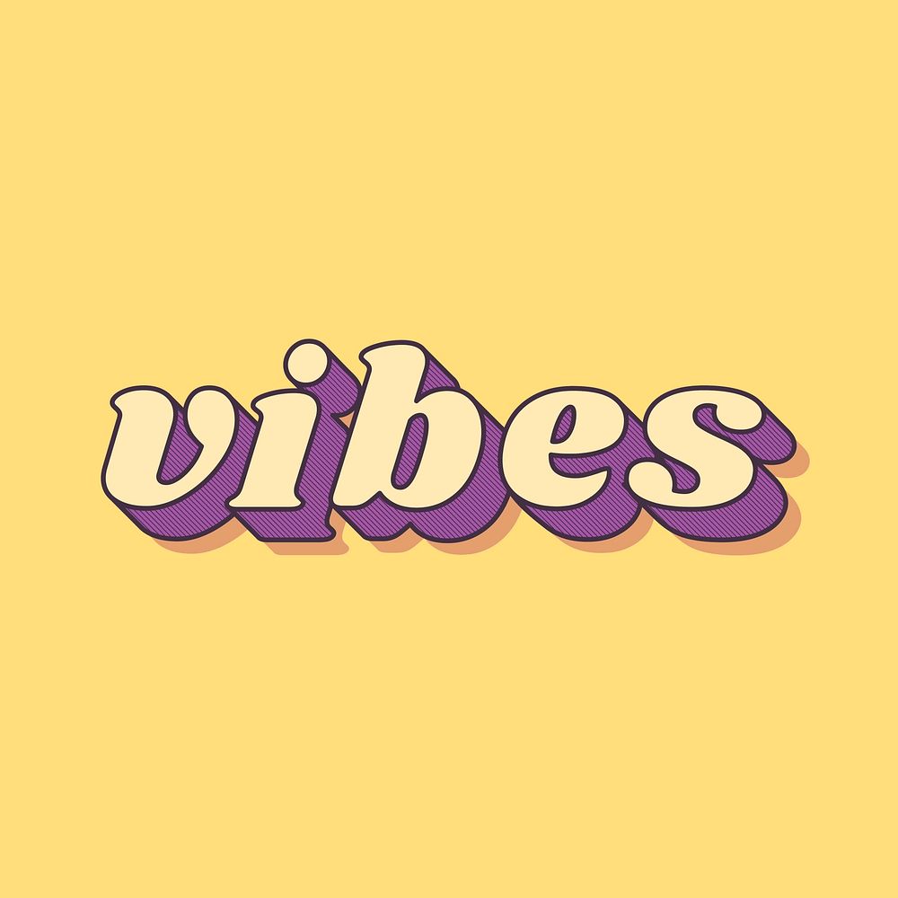 Vibes text retro shadow font typography