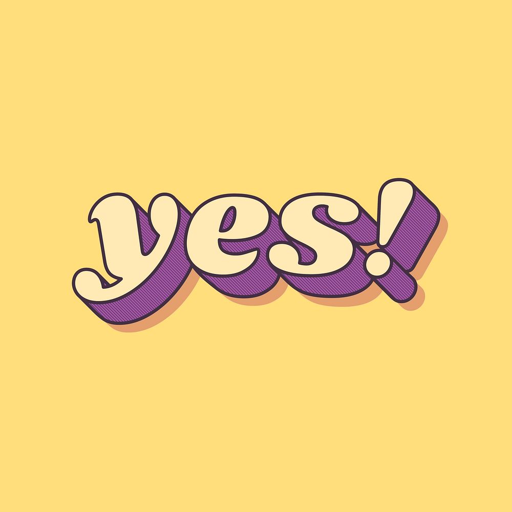 Yes! lettering retro pastel shadow font