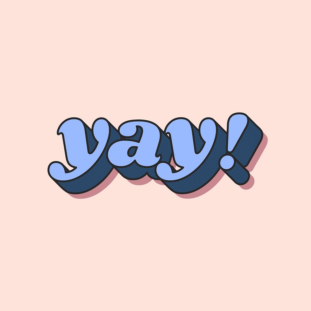 Yay! lettering retro pastel shadow font