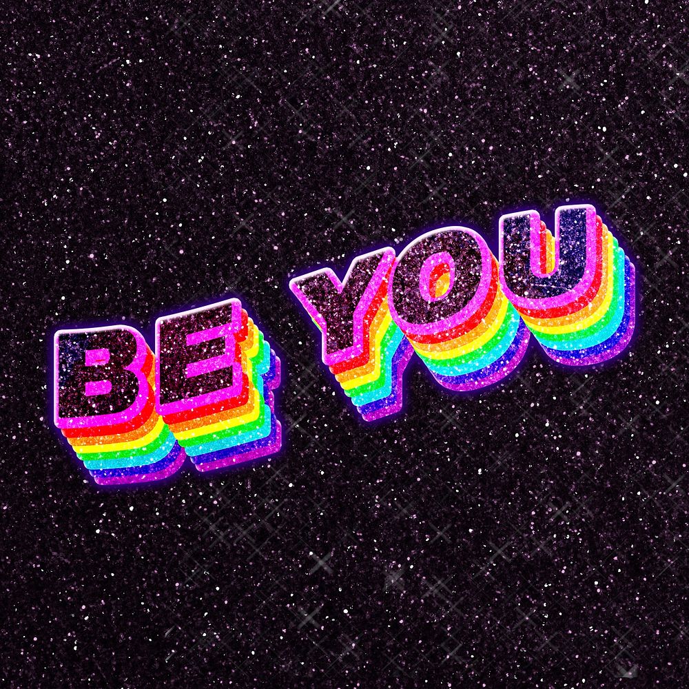 Be you rainbow typography 3D text font