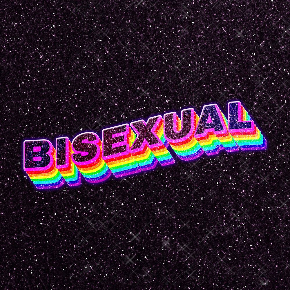 Bisexual word rainbow 3D typography