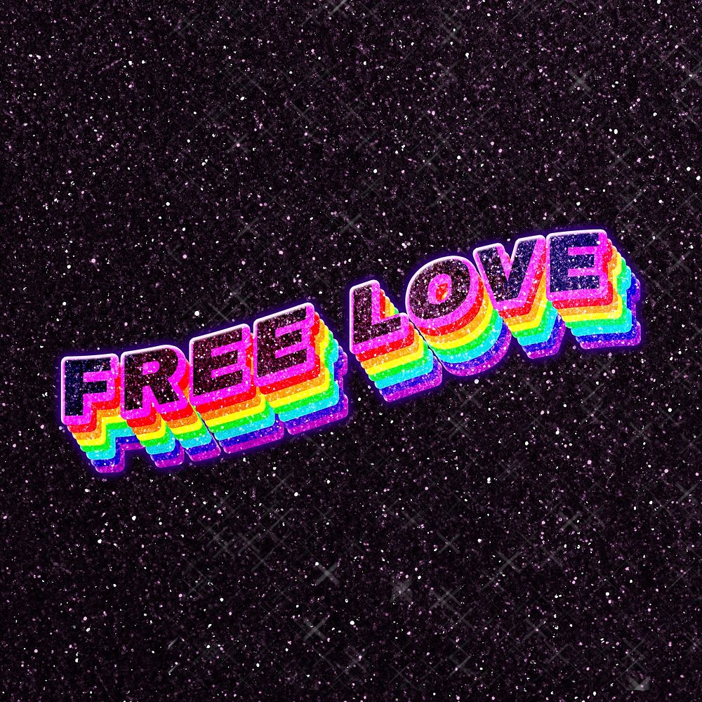 Free love 3d rainbow word