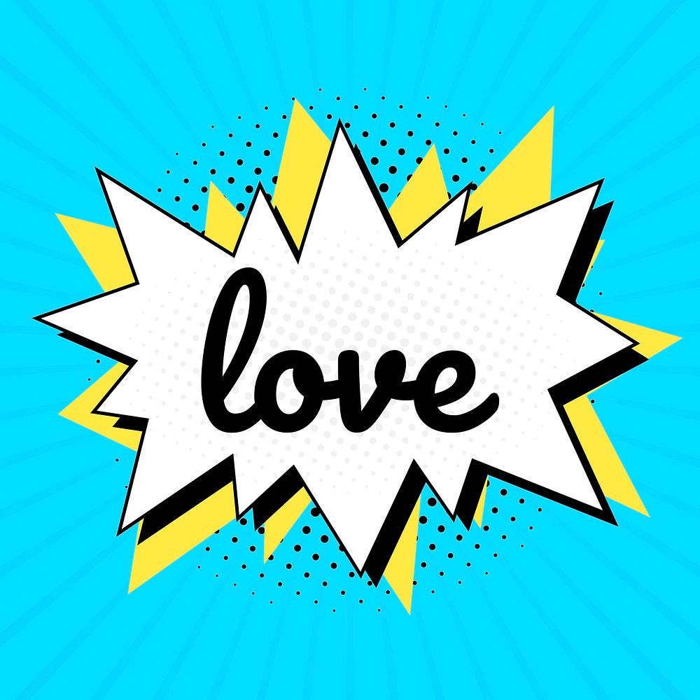 Love text comic typeface clipart for kids