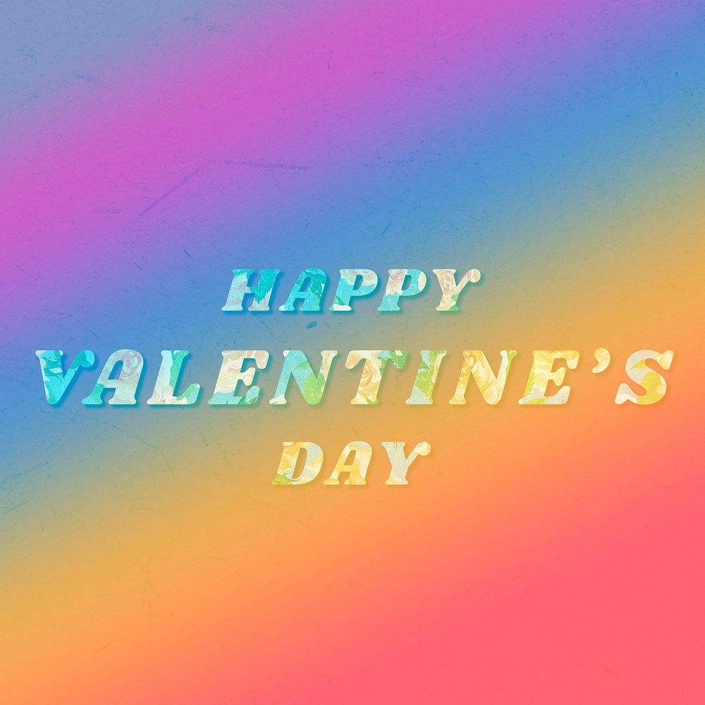 Colorful happy Valentine's day typography vintage font