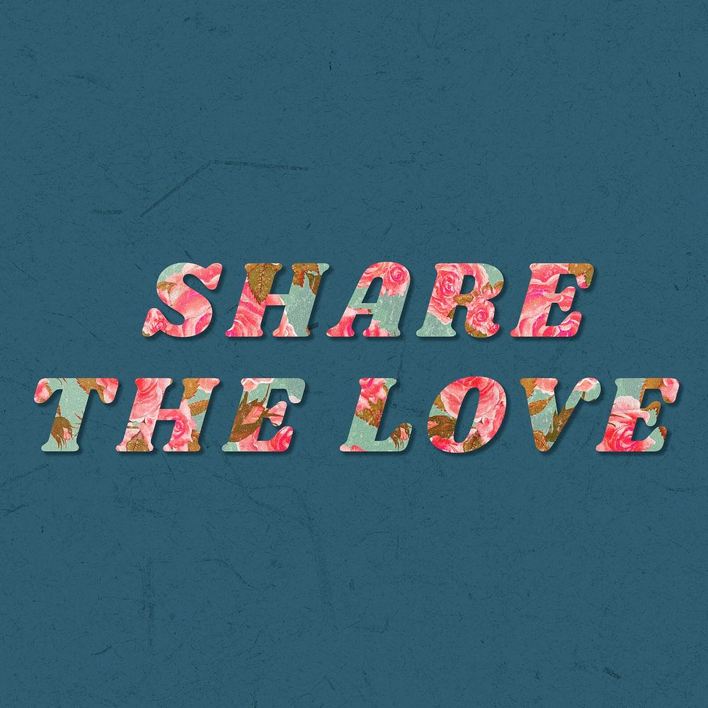 Colorful share the love typography vintage font
