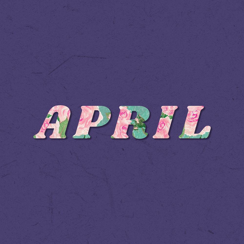 April word retro floral typography