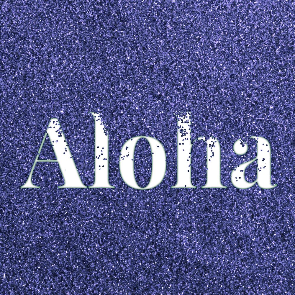 Glitter text aloha dark blue sparkle font lettering