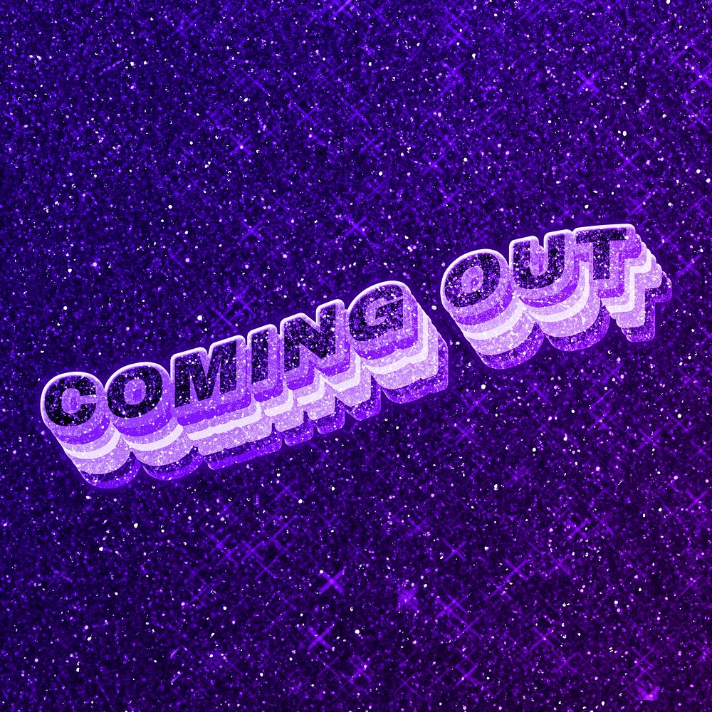 Coming out text 3d retro word art glitter texture