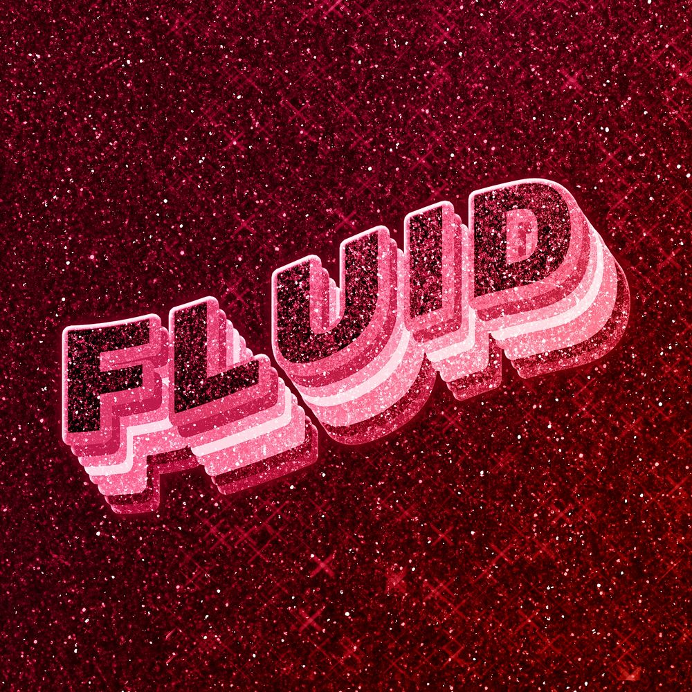 Fluid word 3d effect typeface glowing font