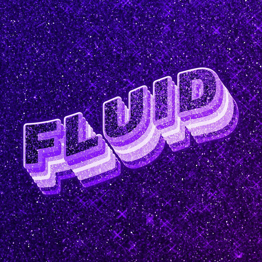 Fluid text 3d retro word art glitter texture