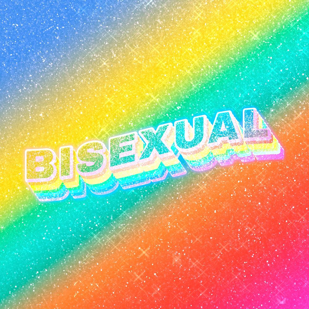 Bisexual text 3d vintage word art glitter texture
