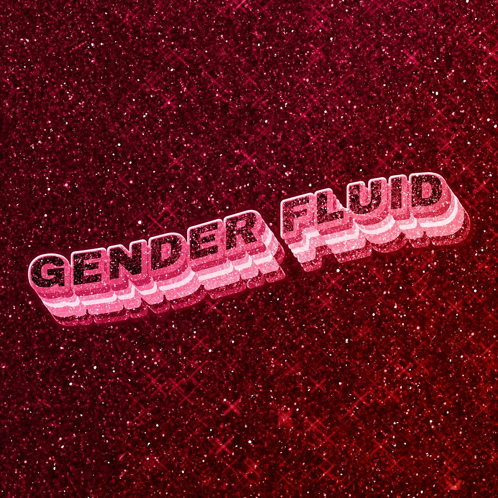 Gender fluid word 3d effect typeface glowing font