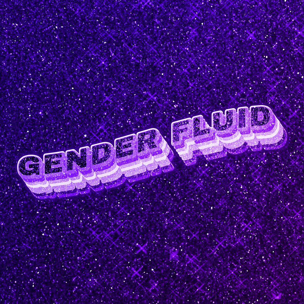 Gender fluid text 3d retro word art glitter texture