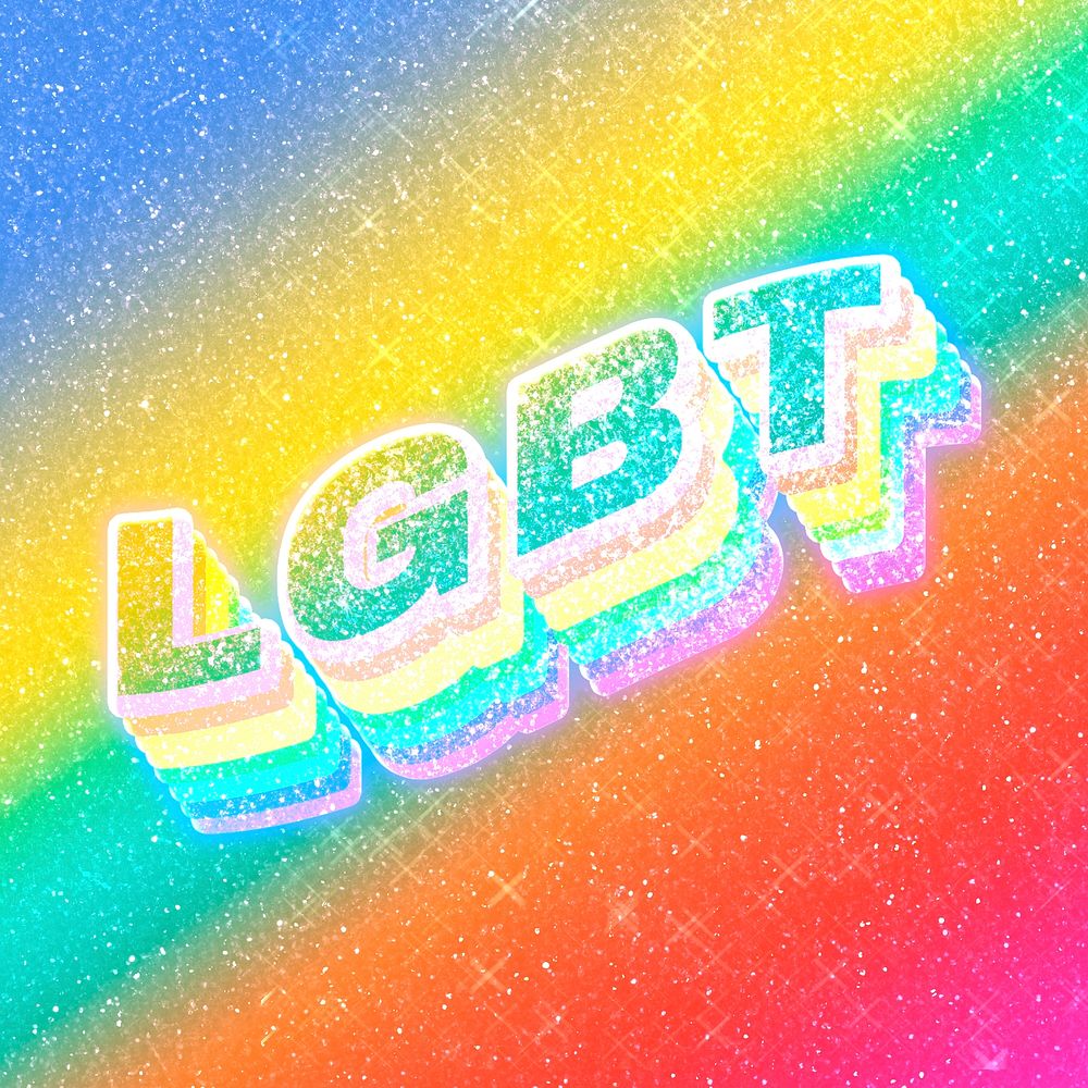 LGBT word 3d vintage typography rainbow gradient texture