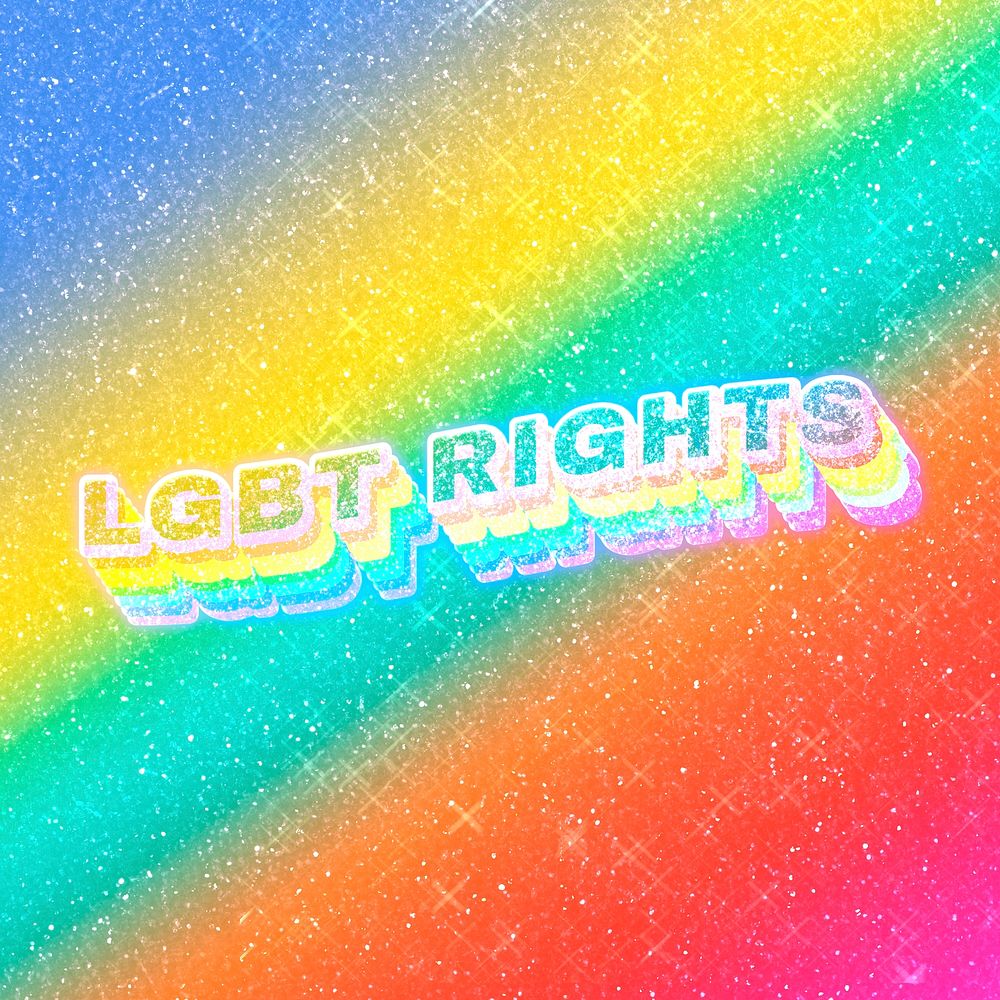 LGBT rights word 3d vintage typography rainbow gradient texture