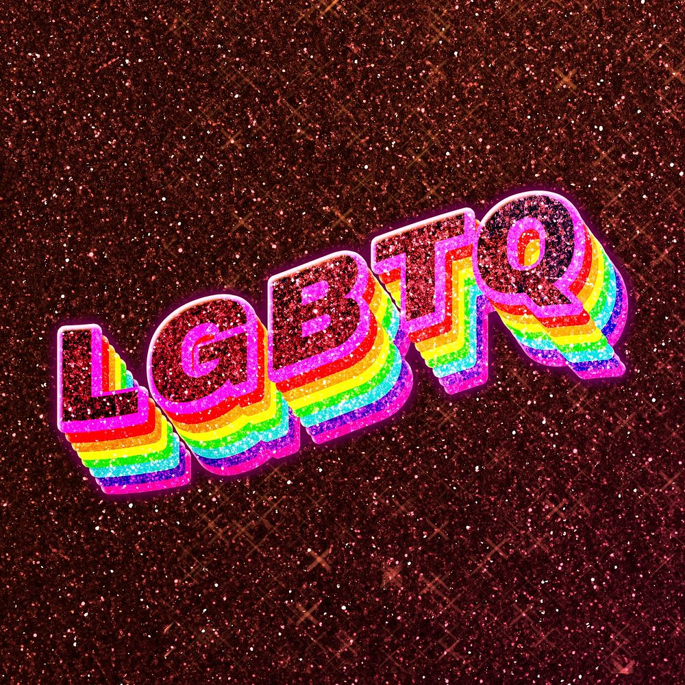 Lgbtq word 3d effect typeface rainbow lgbt pattern