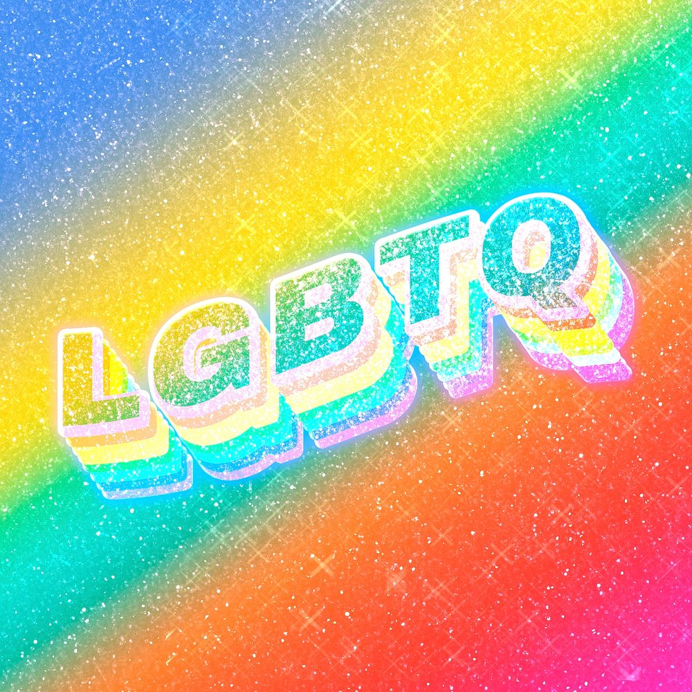 LGBTQ word 3d vintage typography rainbow gradient texture