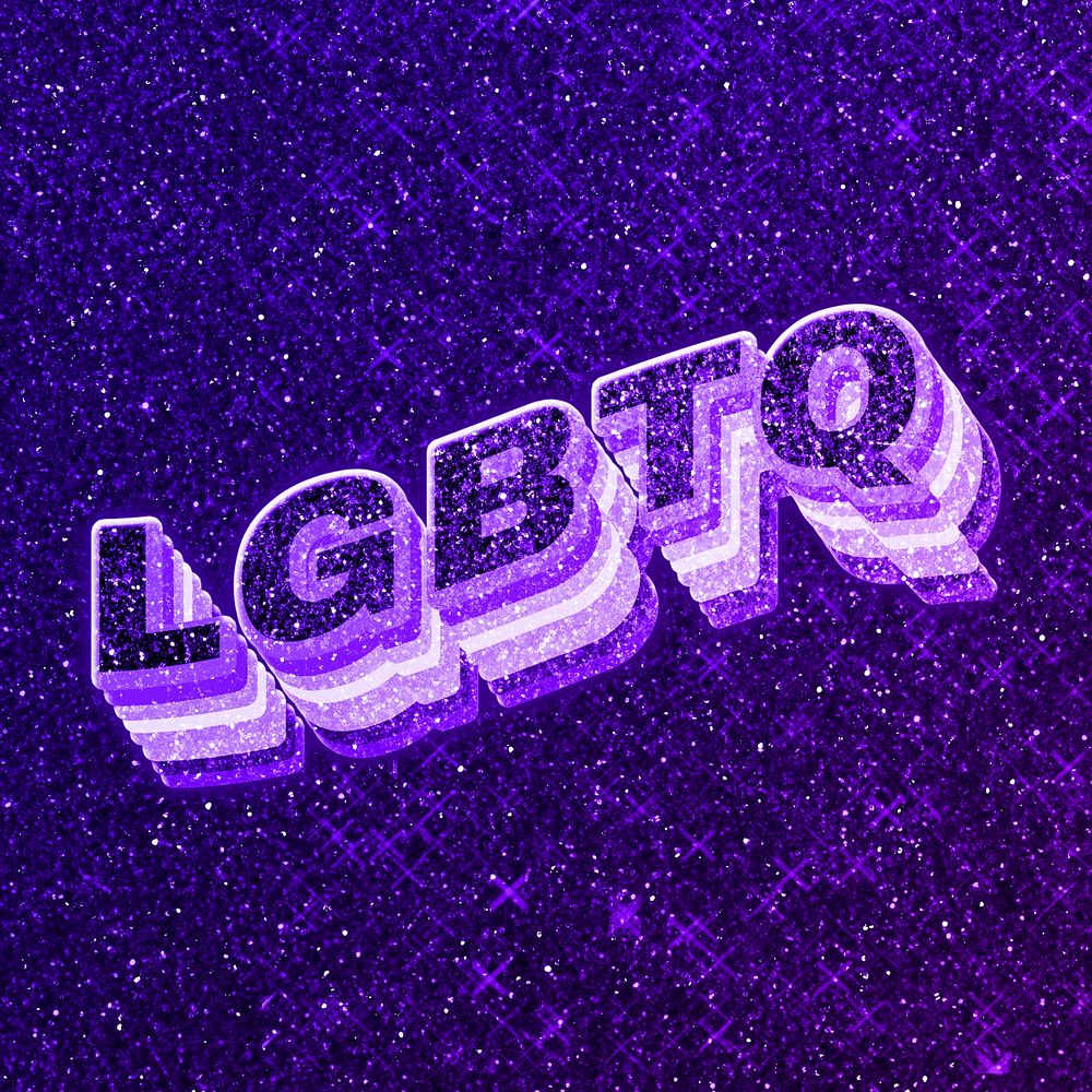 LGBTQ text 3d retro word art glitter texture
