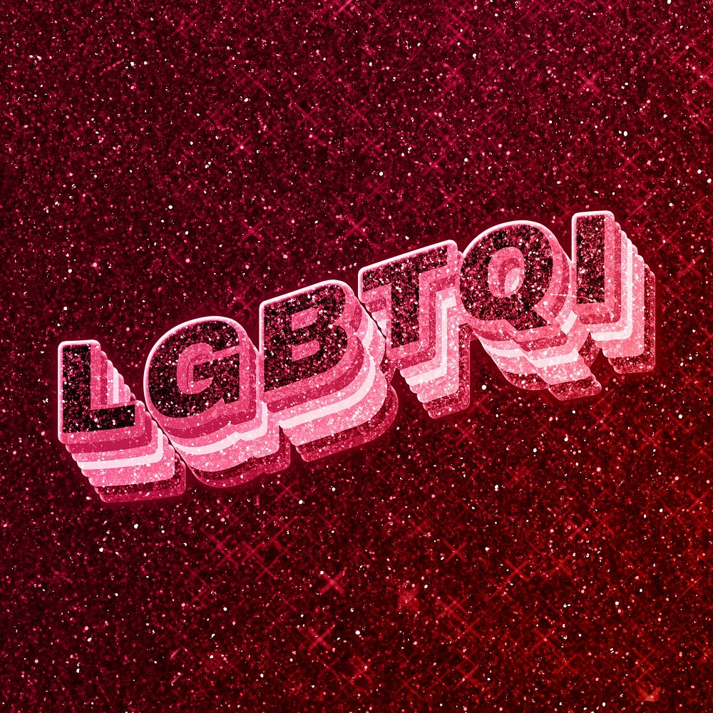 LGBTQI word 3d effect typeface glowing font