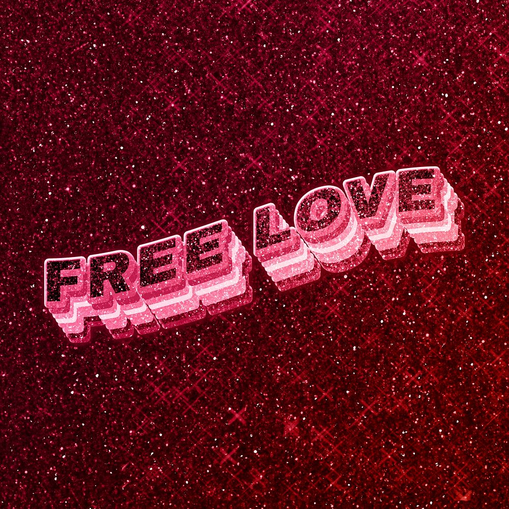 Free love word 3d effect typeface glowing font