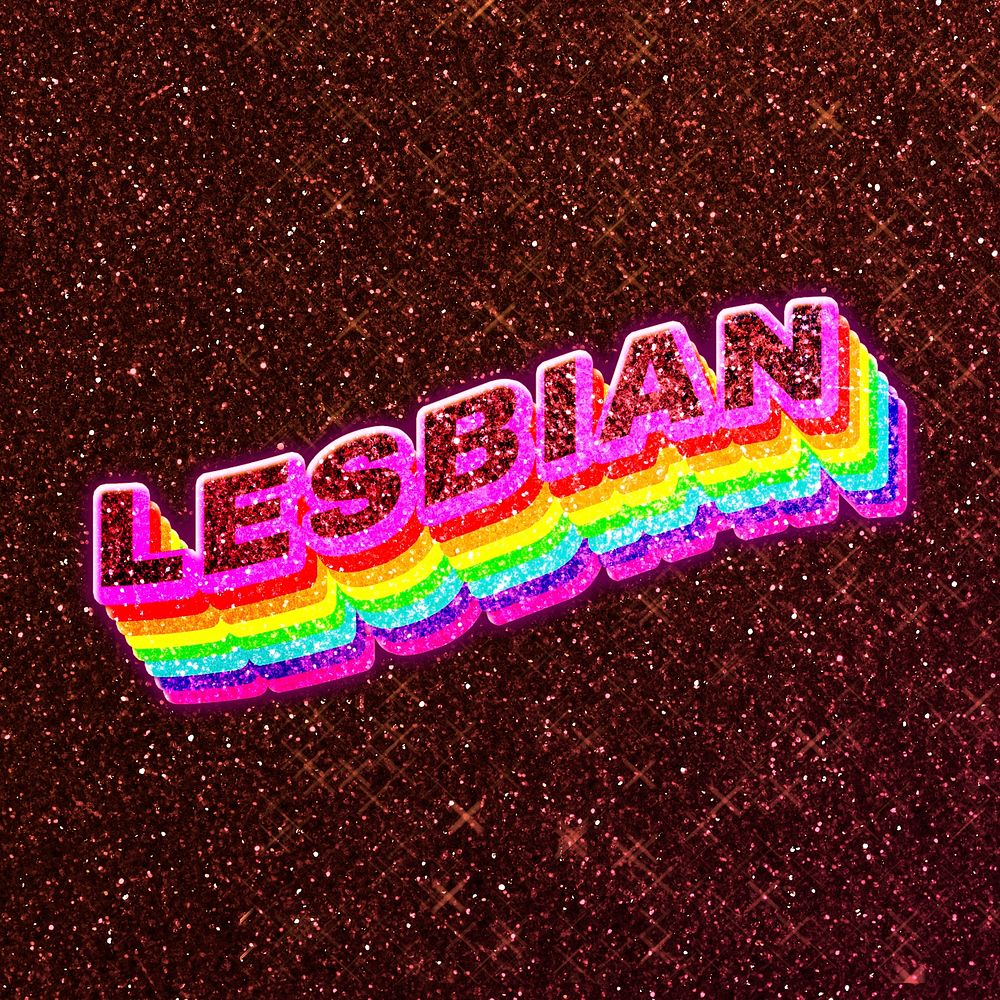Lesbian word 3d effect typeface rainbow lgbt pattern