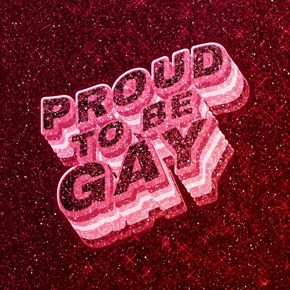 Proud to be gay word 3d effect typeface glowing font