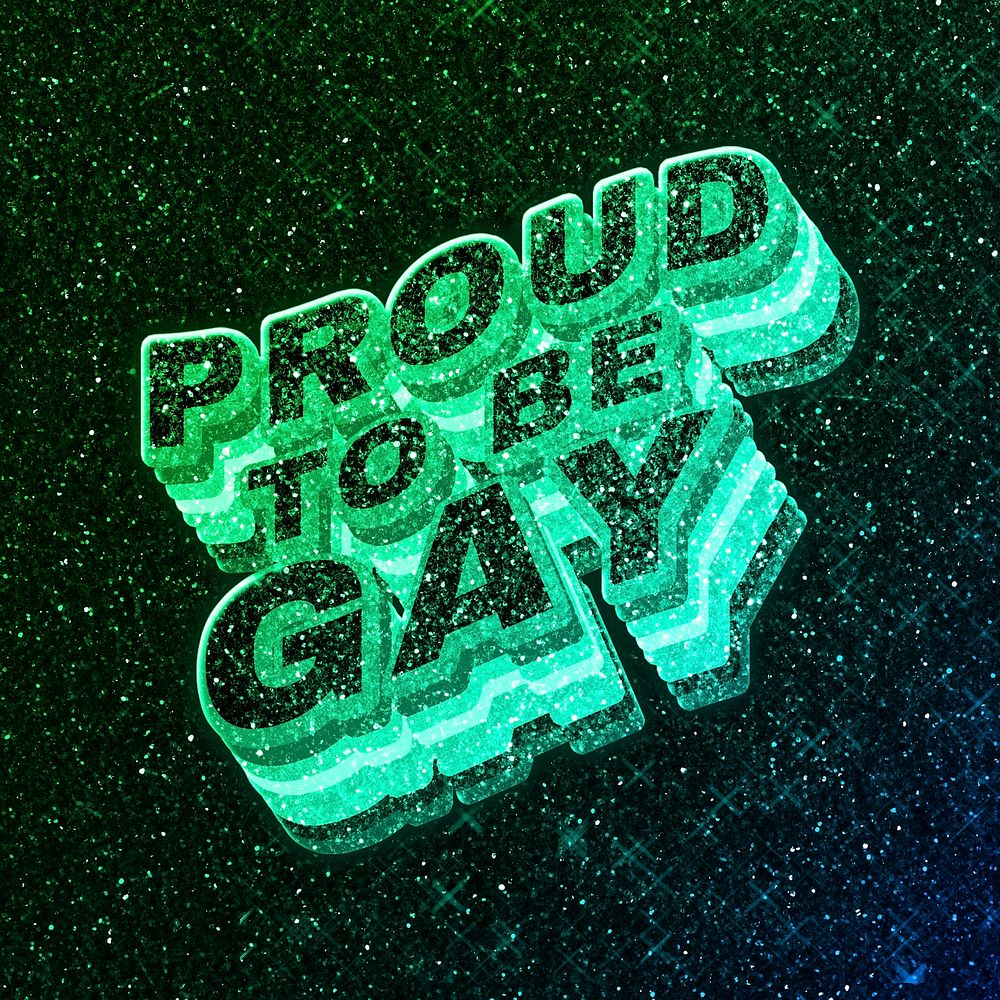 Proud to be gay word 3d vintage wavy typography