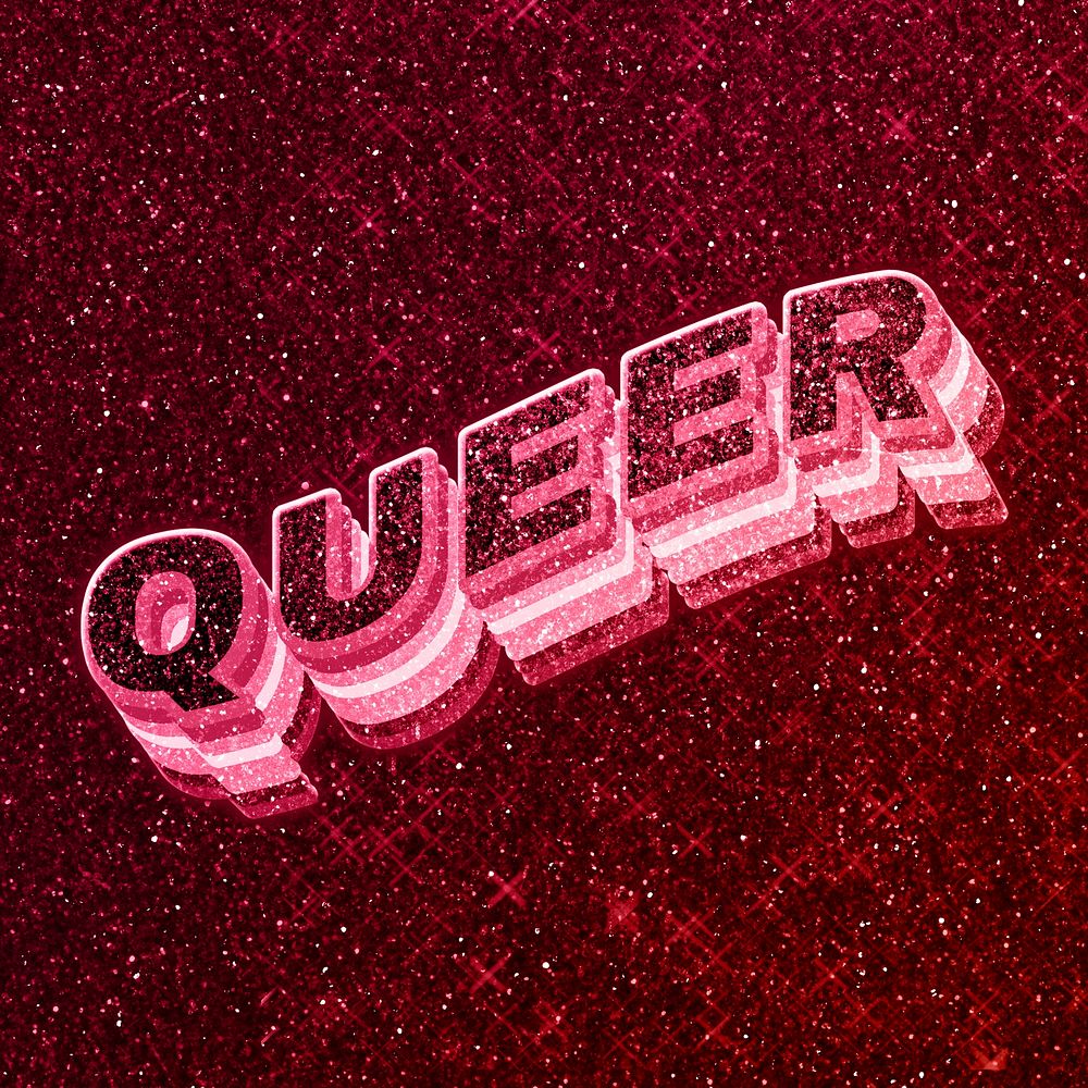 Queer word 3d effect typeface glowing font