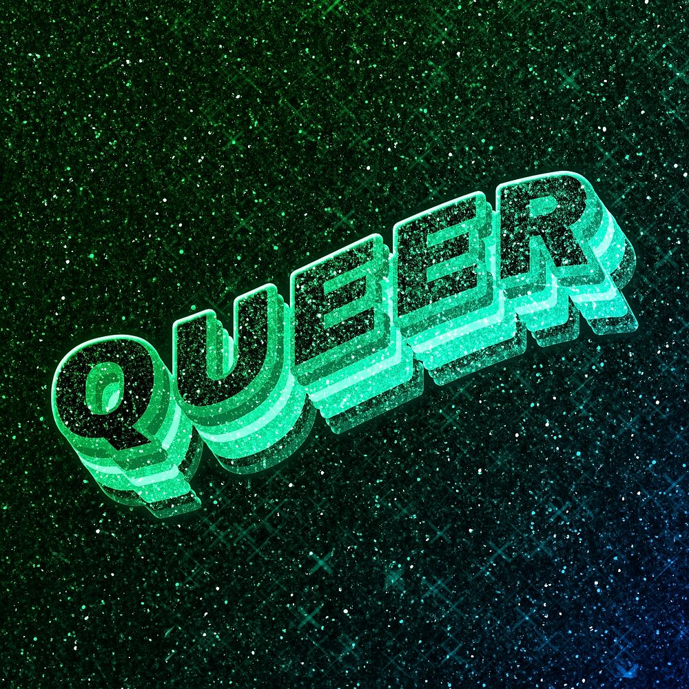 Queer word 3d vintage wavy typography