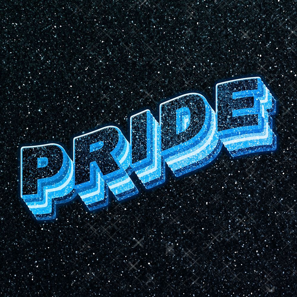 Pride word 3d effect typeface sparkle glitter texture