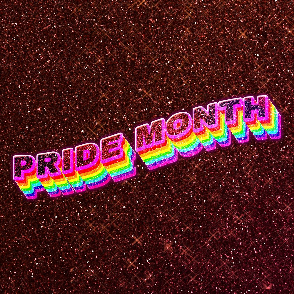 Pride month word 3d effect typeface rainbow lgbt pattern