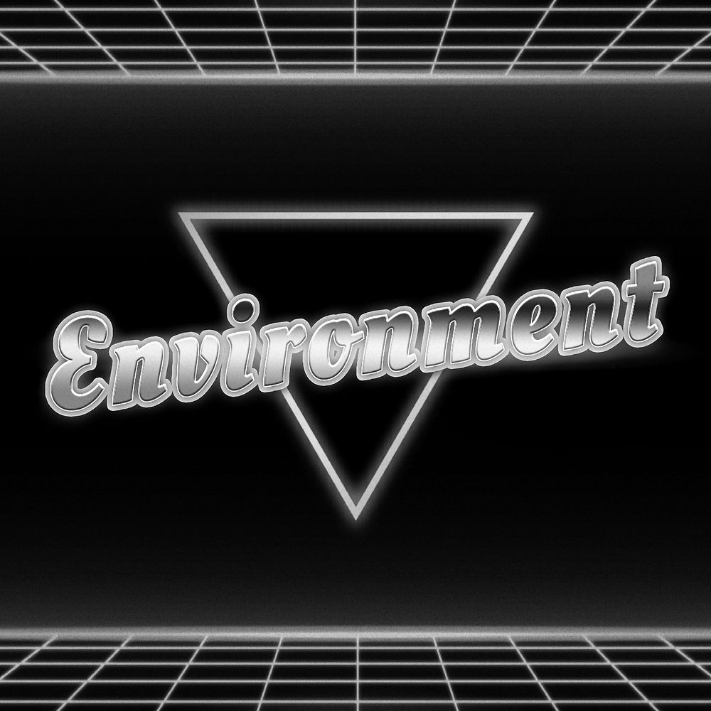 Retro 80s neon environment word grid typography