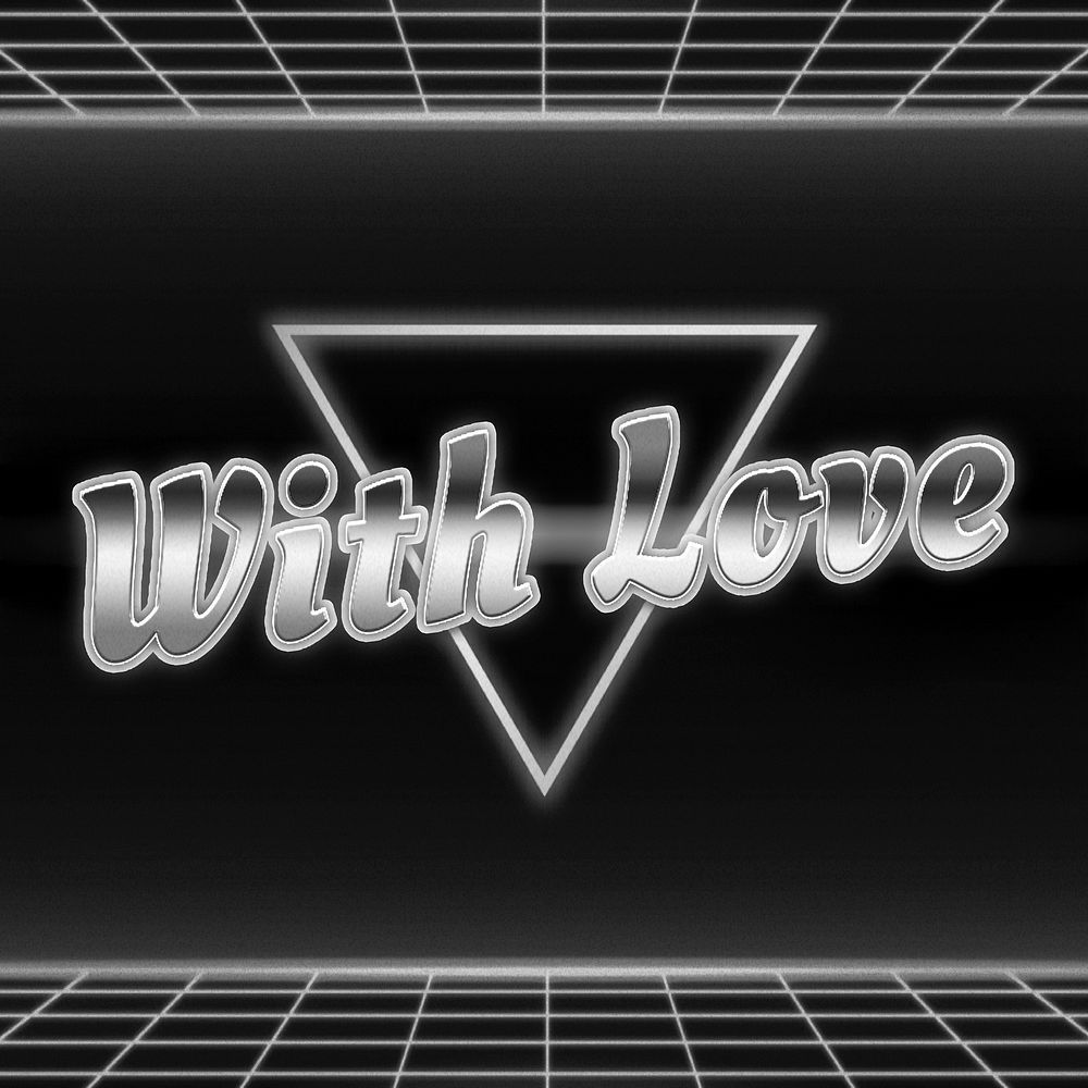 Retro 80s with love word grid typography