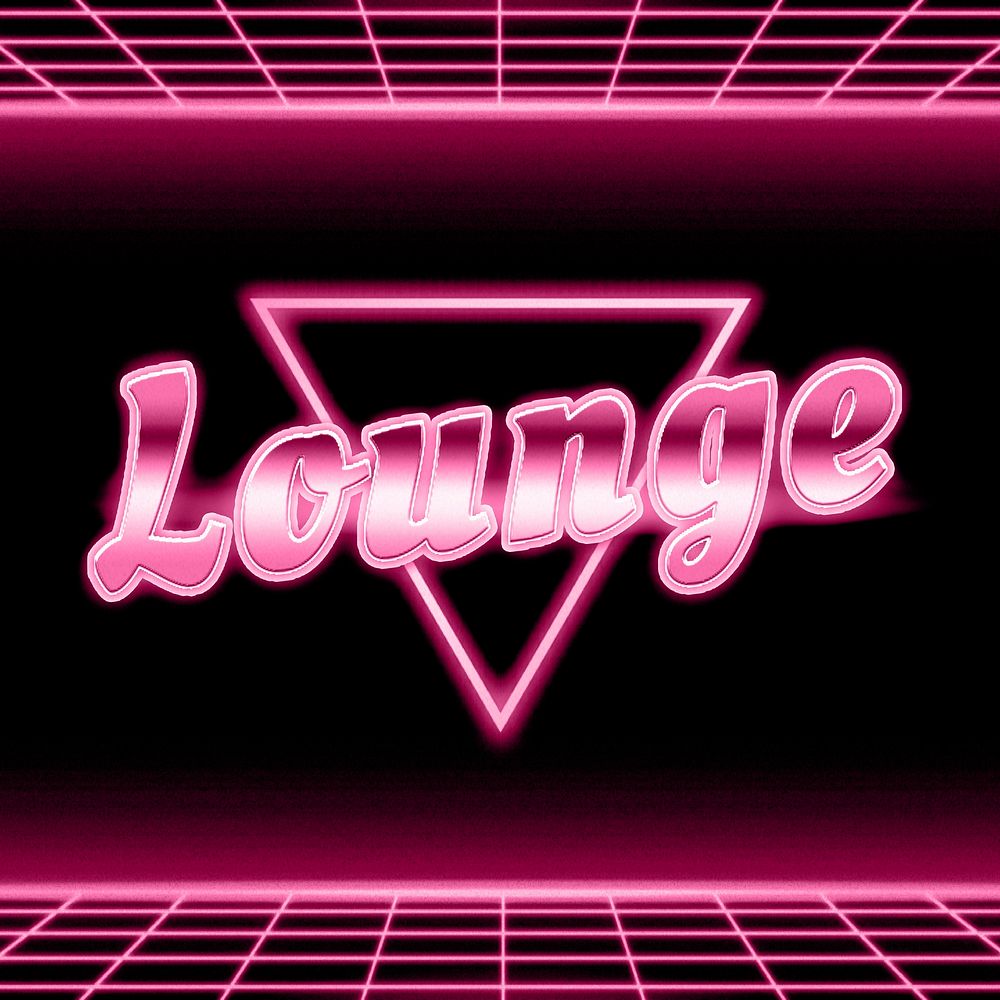 Retro 80s neon lounge word grid typography