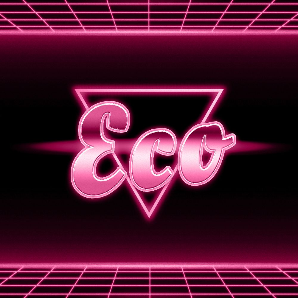Futuristic neon eco word typography