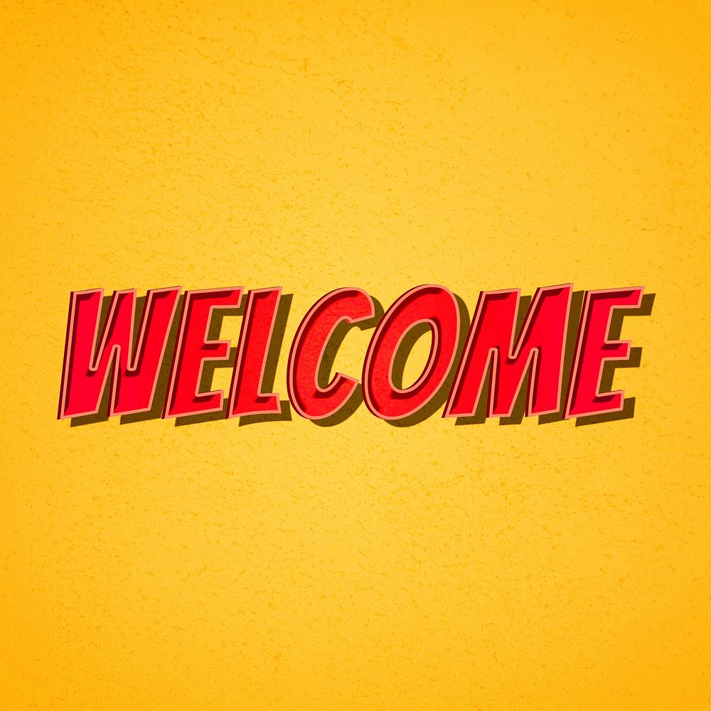 Welcome comic retro style lettering illustration
