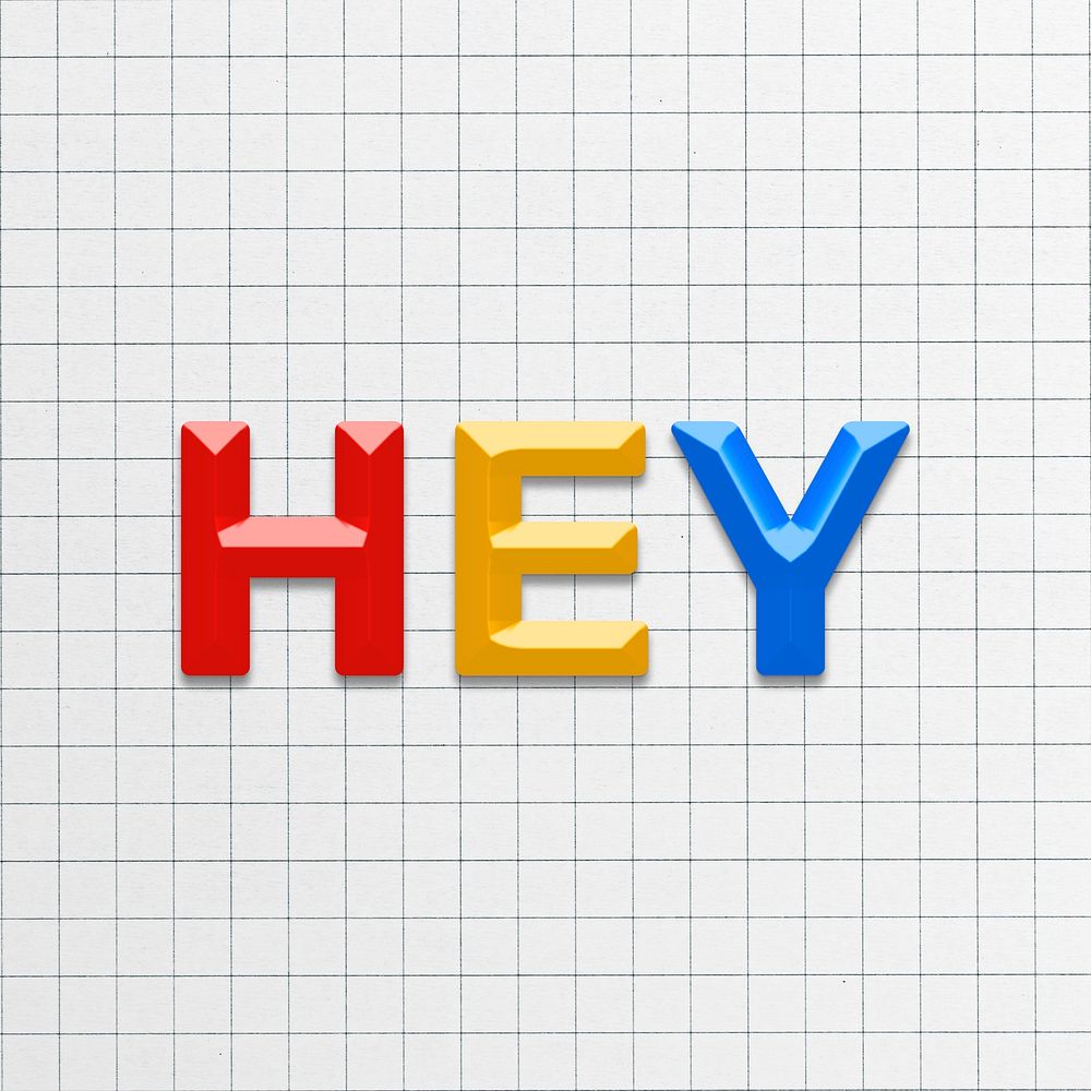 Colorful hey lettering bevel text effect typography