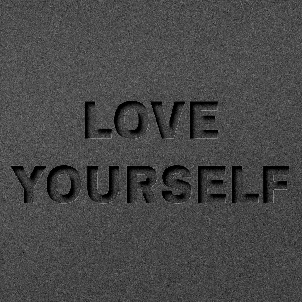 Paper cut 3d lettering love yourself font typography