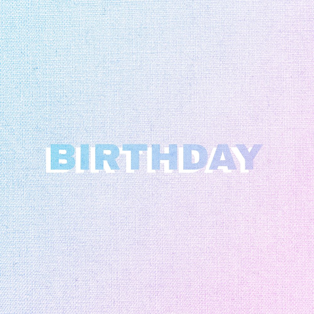 Birthday colorful word shadow typography