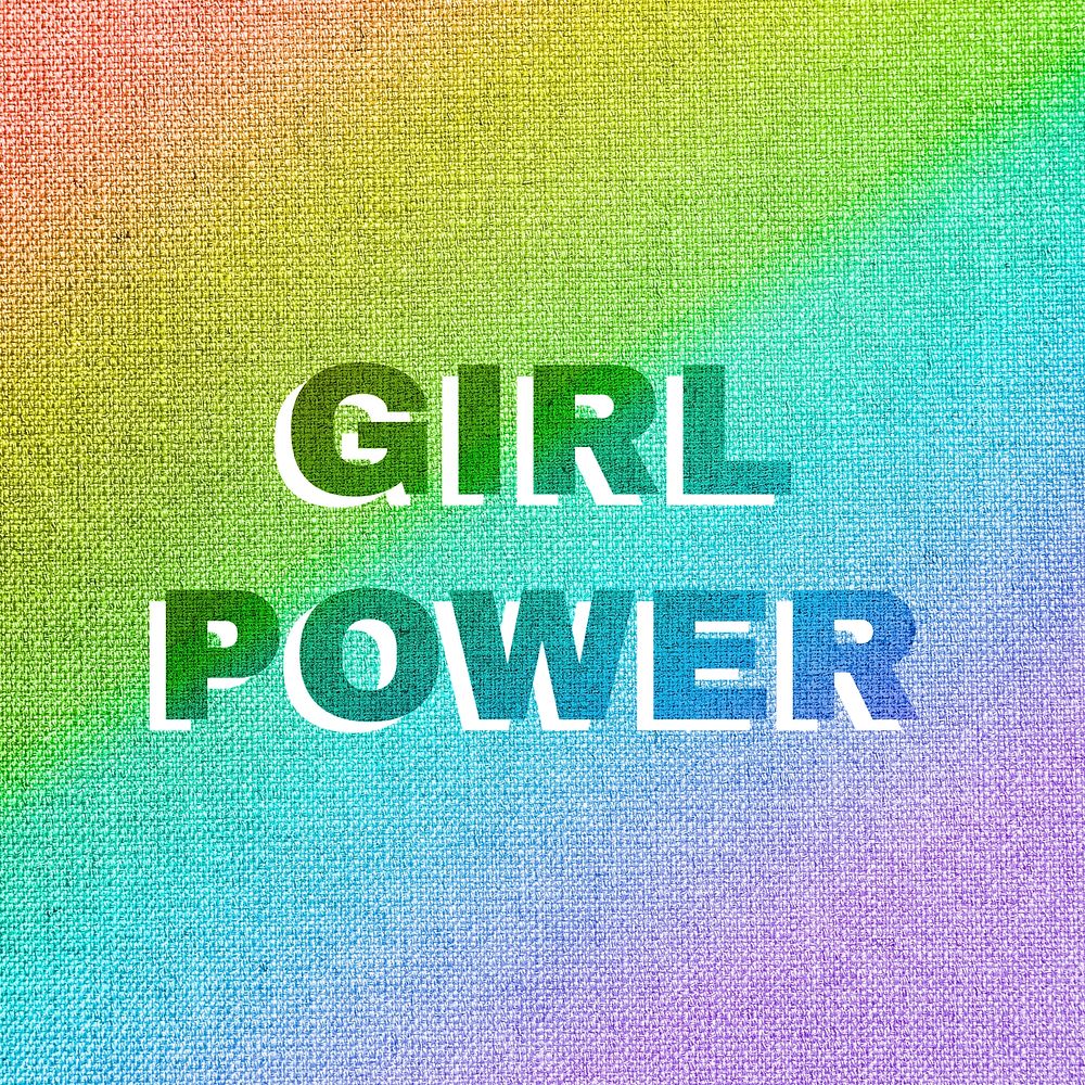 Rainbow girl power text rainbow font typography