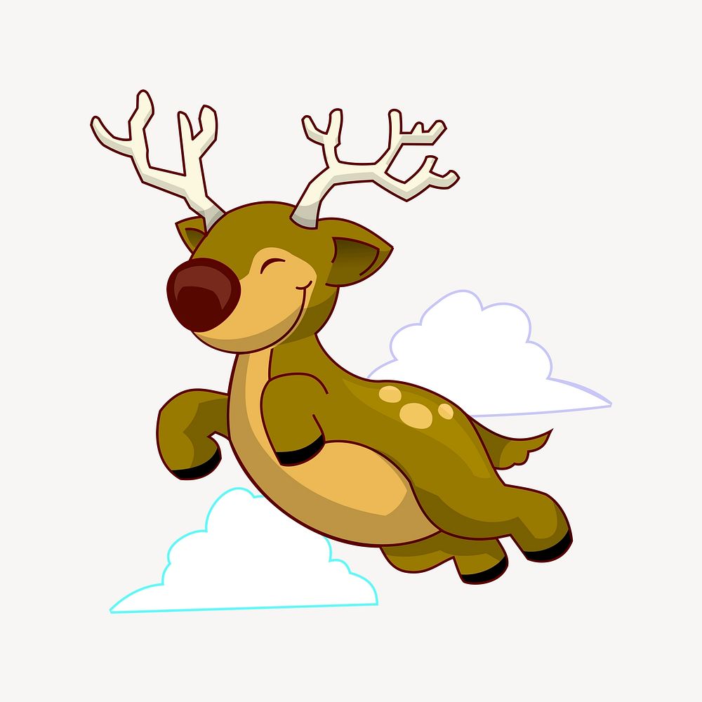 Cute reindeer collage element illustration vector. Free public domain CC0 image.