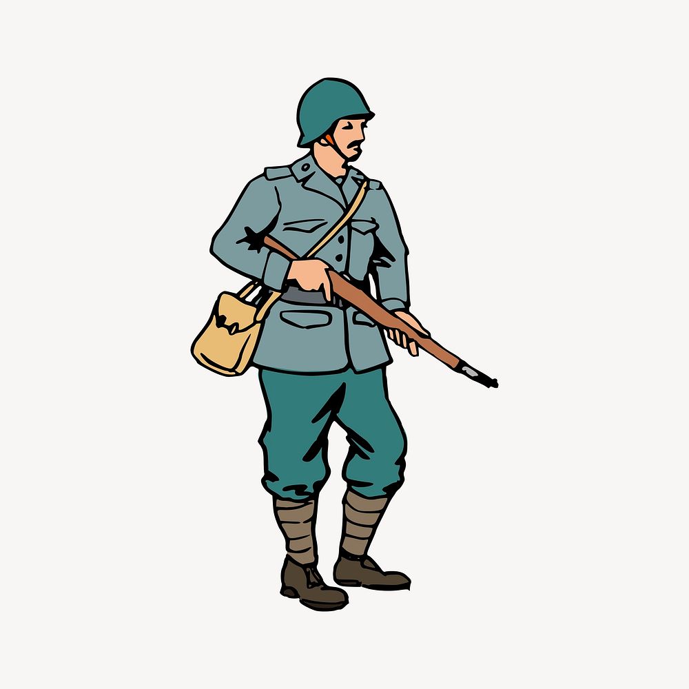Soldier collage element, drawing illustration vector. Free public domain CC0 image.